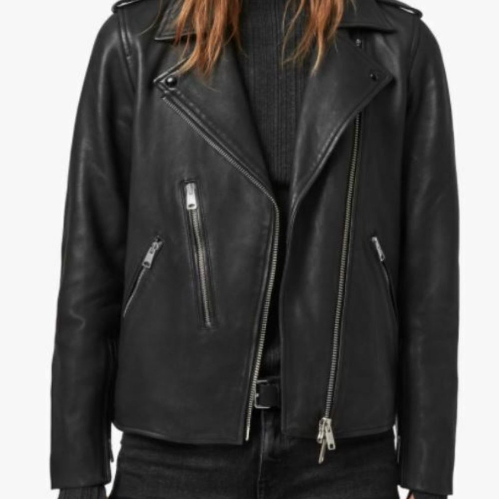 All Saints Elva Leather Jacket - Size 4
